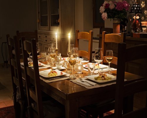 Fresh balanced meal sitting on a wooden dining table
